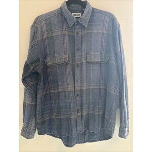 Vtg Men's Bankshot Blue Gray Flannel Cotton Button Down Shirt M Retro Preppy